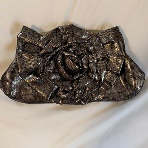Silver Faux Snake Skin Clutch